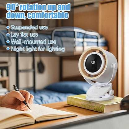 Bladeless Desk Fan | Table Fan Rechargeable | Bladeless Cooling Electric Tool with Ambience Night Light Personal Use Clip on for Dormitory Home Bedroom Kitchen