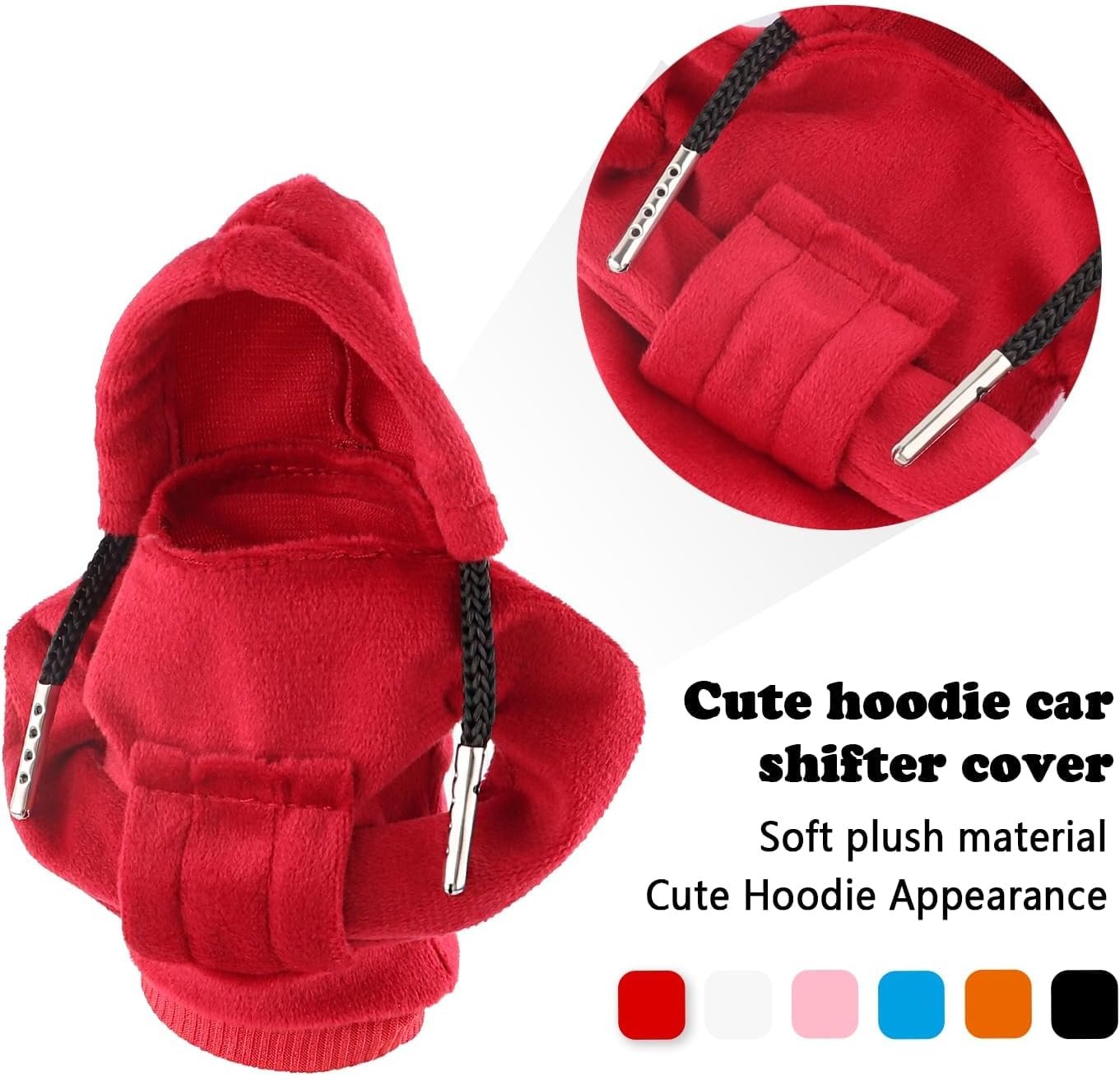 Car Gear Shift Cover,Cute Gear Shift Knob Hoodie for Car Decorations & Protections,All Seasons Universal Car Accessories Interior Shifter Cover Fits Car Truck SUV (red)