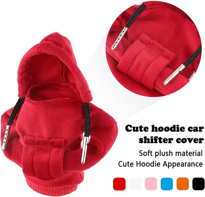 Car Gear Shift Cover,Cute Gear Shift Knob Hoodie for Car Decorations & Protections,All Seasons Universal Car Accessories Interior Shifter Cover Fits Car Truck SUV (red)