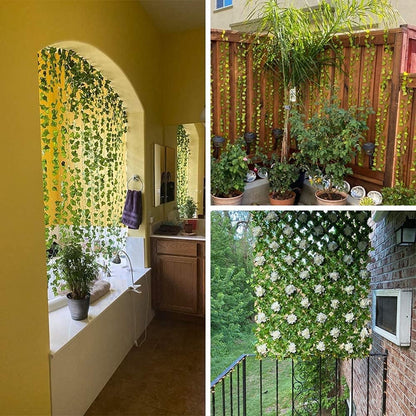 Uandhome 84 Feet 12 Strands Artificial Ivy Leaf Plants Vines Hanging Garland Fake Greenery Vines Foliage Flowers Home Kitchen Garden Office Wedding Wall Decor