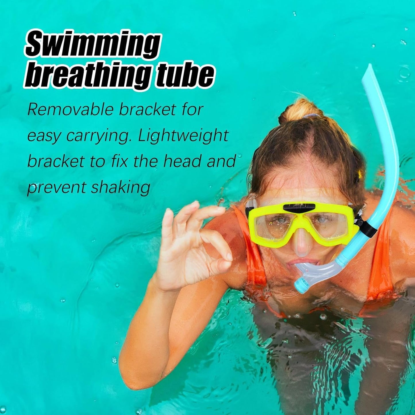 Swim Snorkel Lap Swimming, Dry Top Snorkel Tube with Soft Silicone Mouthpiece Adjustable Training Headstrap, Comfortable Diving Gear Ideal for Water Workouts and Scuba Practice