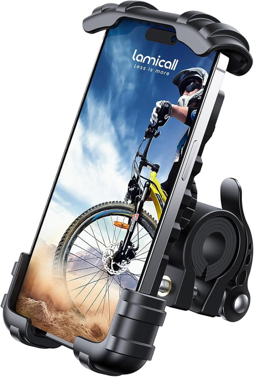 Bike Phone Mount, Motorcycle Phone Holder - Lamicall Motorcycle Bicycle Cell Phone Mount Clamp for Handlebar, Cycling Mount for iPhone 15 Pro Max Plus, 14 Pro Max, S23 S24 Ultra, 4.7-6.8" Smartphone