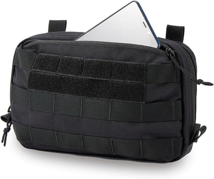 Cargo Works Black Tactical Molle EDC Pouch - Admin Pouch with Molle Attachments for Backpacks