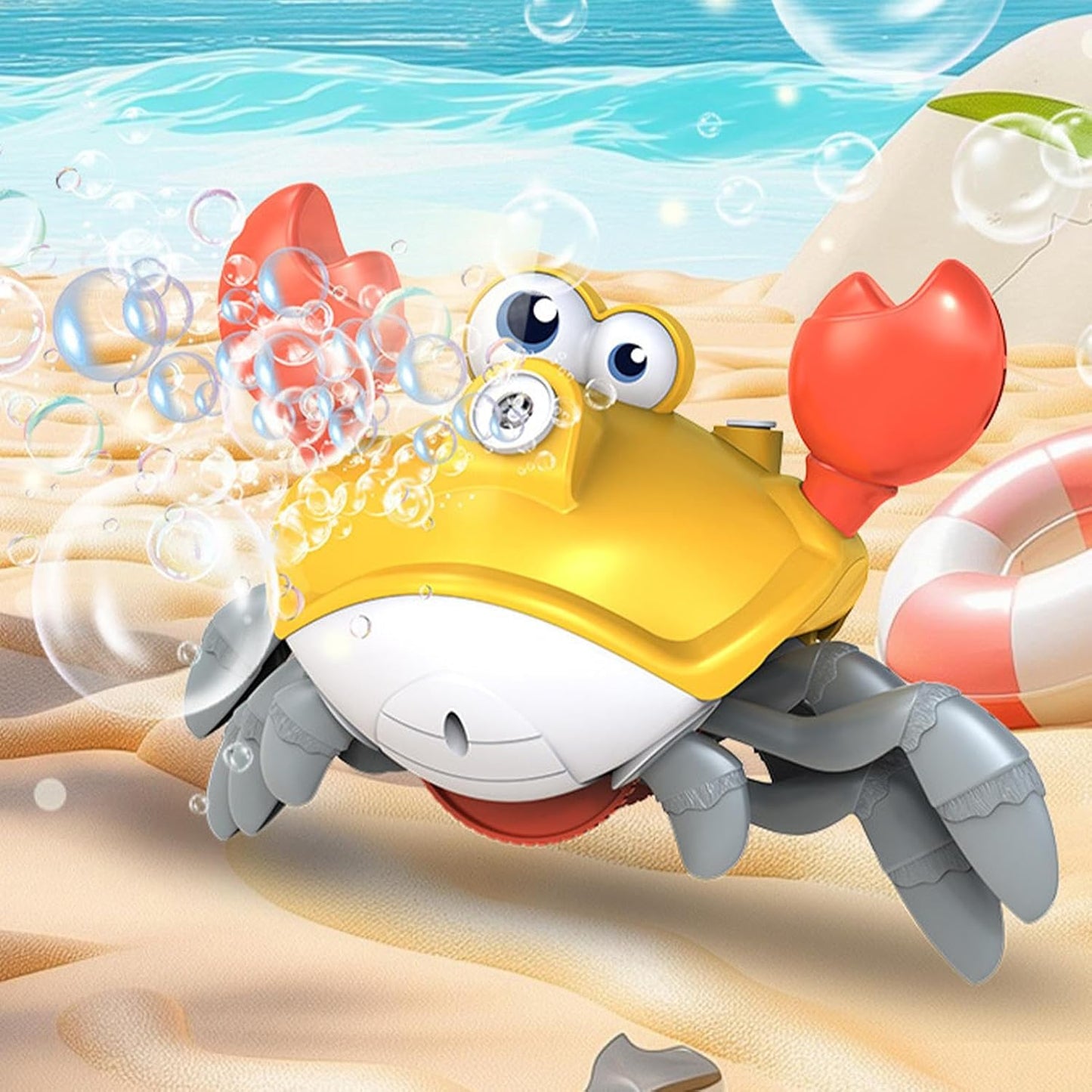 Toddler Bubble Machine, Dancing Crab Blower Toy, 9.45x5.63x4.84 Inches, Durable ABS Shell, Automatic Output, Interactive Bubble Maker with Lights and Music for Outdoor Play Fun