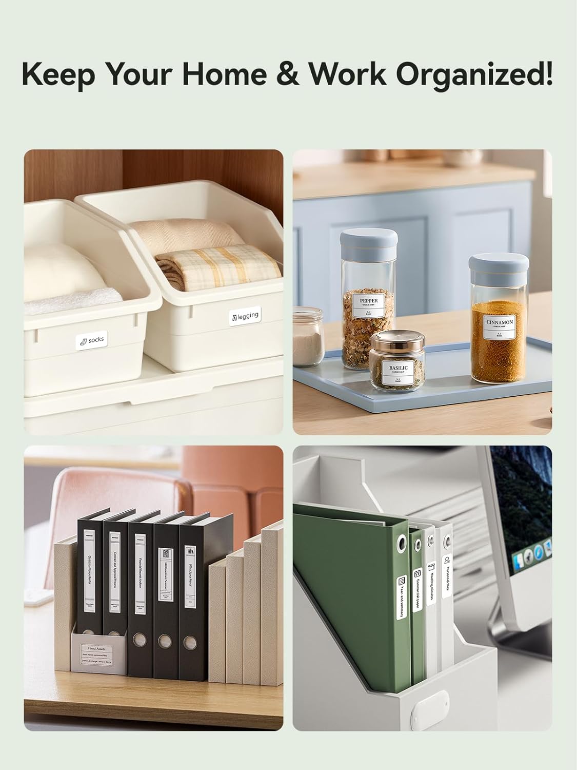 NIIMBOT B21 Inkless Label Maker, Mini Thermal Label Maker Compatible with iOS & Android, for Home Organization, Business, Barcode, QR Code, with 1 Pack 50x30mm White Label, Green