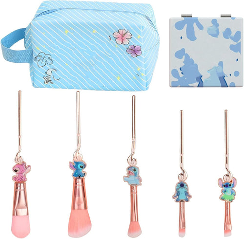 Preppy Makeup Bag Travel Cosmetic Pouch Large Capacity Cartoon Zippered PU Bag Accessories Storage Mirror Makeup Brush