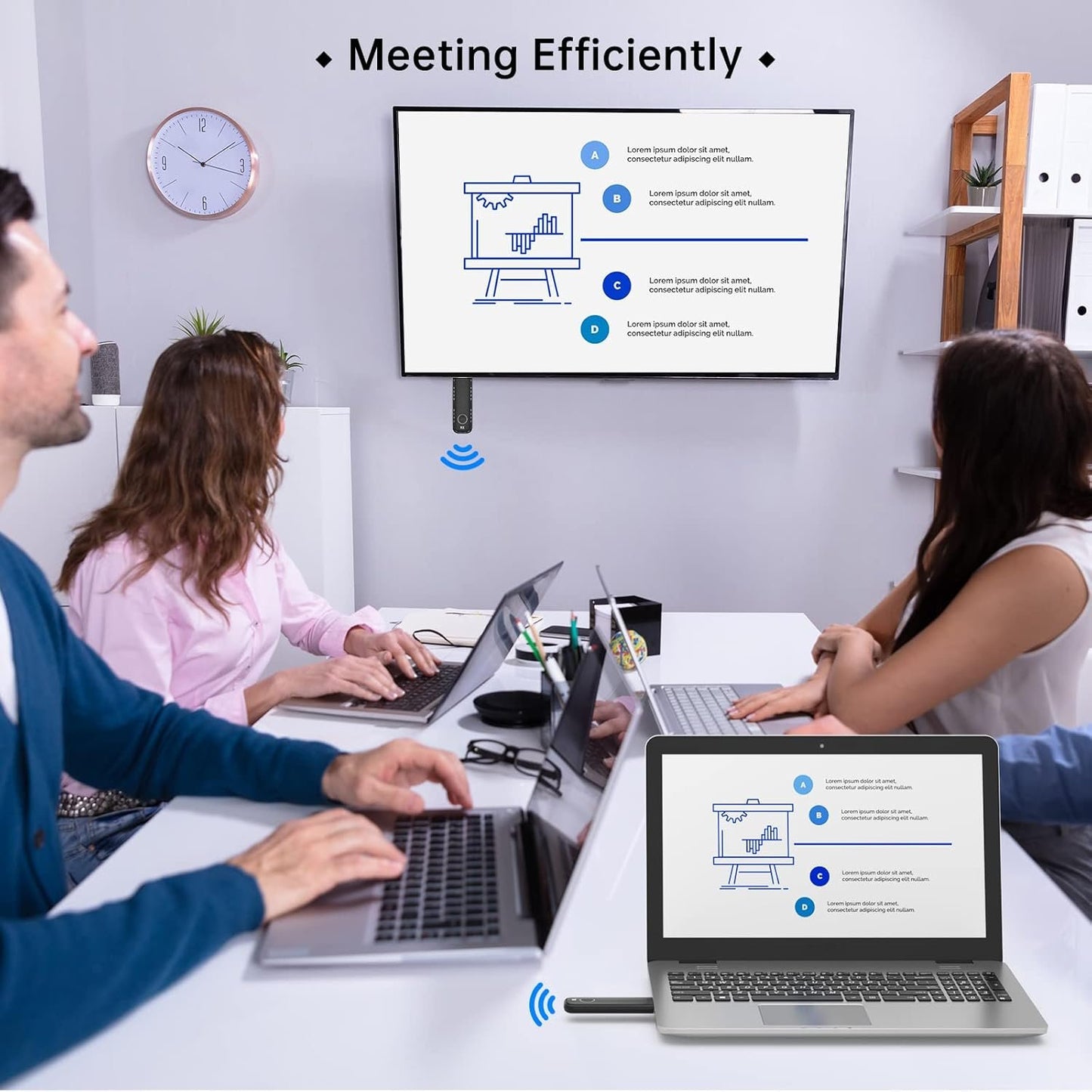 MT-VIKI Wireless HDMI Transmitter and Receiver, 100ft Full HD 1080p Extender HDMI Adapter, Support 2.4/5GHz for Ultra HD Streaming Video/Audio from Laptop,PC to HDTV/Projector