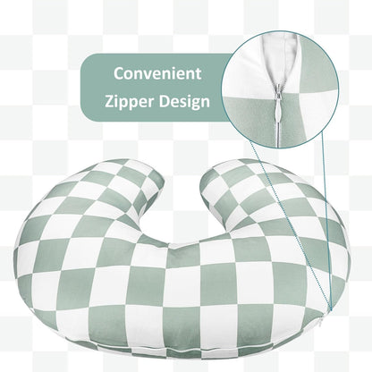DILIMI Nursing Pillow Cover, Stretchy Removable Case for Breastfeeding Pillows, Ultra Soft Comfortable Slipcover for Baby Girl and Boy, Checkerboard Grid