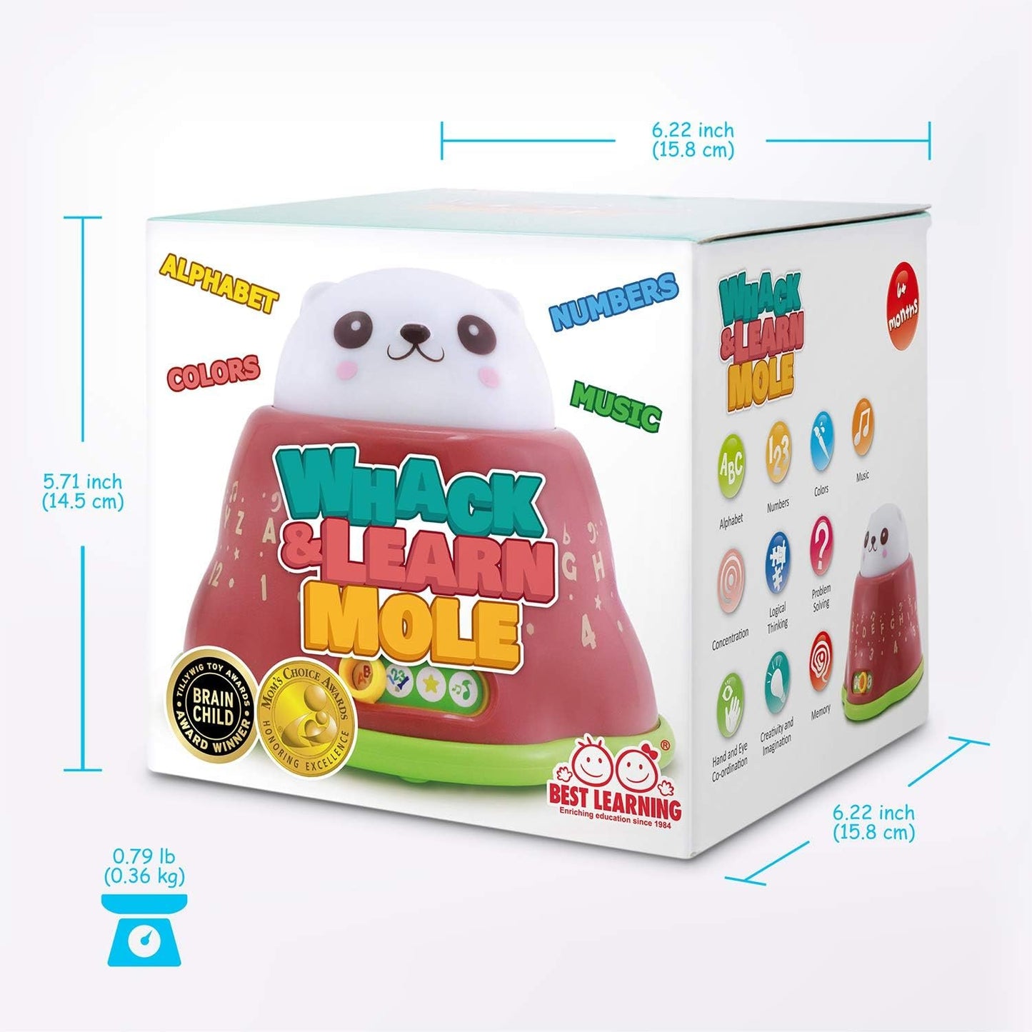 BEST LEARNING Whack and Learn Mole - Educational Interactive Light-Up Toy for Infants Babies Toddlers for 6 Months and up - Ideal Baby Toy Birthday Gift