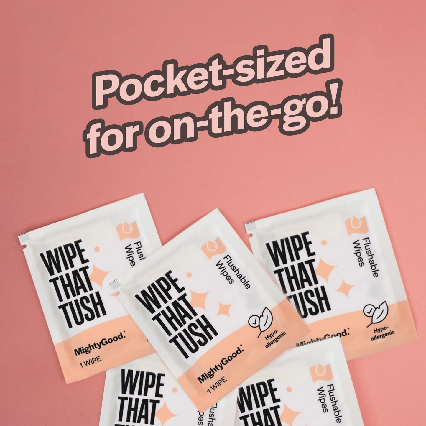 MightyGood. Wipe That Tush Travel Flushable Wipes - 1 Pack of 30 Individually Wrapped Total Hypoallergenic & Fragrance-Free with Aloe Tested Septic-Safe Individual Packs for White