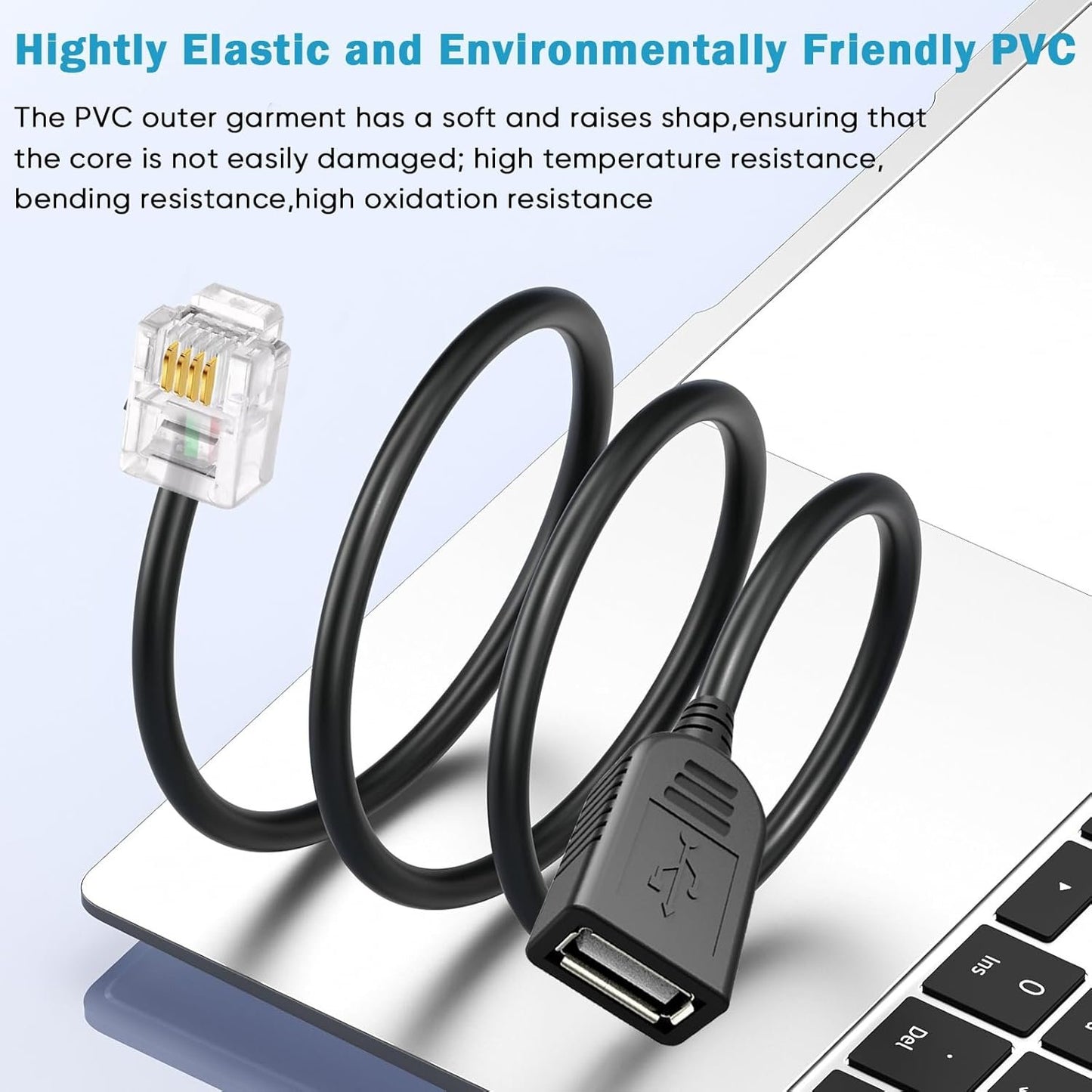 Rj11 To Usb Telephone Line Adapter, Rj11 6p4c Male To Usb Female Modem Converter, Used For Telephone Communication, Fax Machines, Modulation And Demodulation Adapters (Rj11 male to USB female30cm)