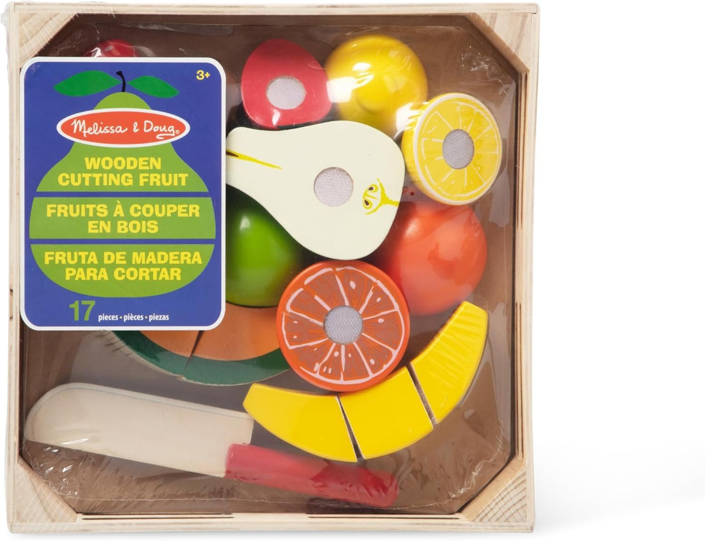 Melissa & Doug Cutting Fruit Set - Wooden Play Food Kitchen Accessory, Multi | Pretend Play Kitchen Accessories, Wooden Cutting Fruit Toys For Toddlers And Kids Ages 3+