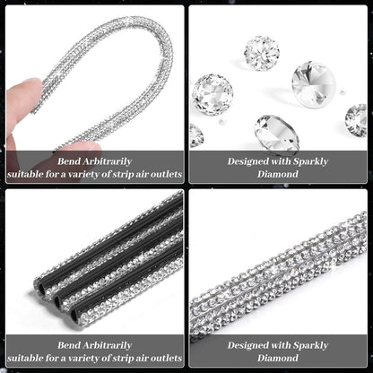10PCS Bling Car Air Conditioner Decoration Strip for Vent Outlet, Rhinestone Car Air Vent Outlet Moulding Trim Strip, Bling Diamond Car Interior Accessories for Women and Girls
