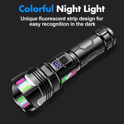 Anyuainiya Rechargeable Flashlight 30000 High Lumens Long Range, High Concentration Super Bright LED Torch with Power Display, Waterproof Zoomable Handheld Flashligh for Camping Hiking Emergency Gift