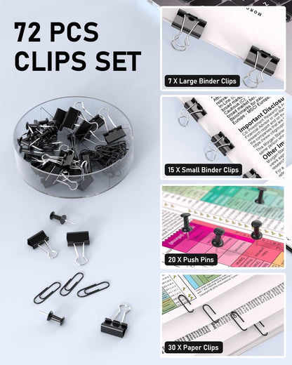 Nicpro Desk Organzier and Accessories, Black Mesh Desktop Organizer with Drawers, Pen Holder, Phone Holder, 72 PCS Paper Clips, Desk Caddy and Office Supply Organizer Set for Teacher Office Home