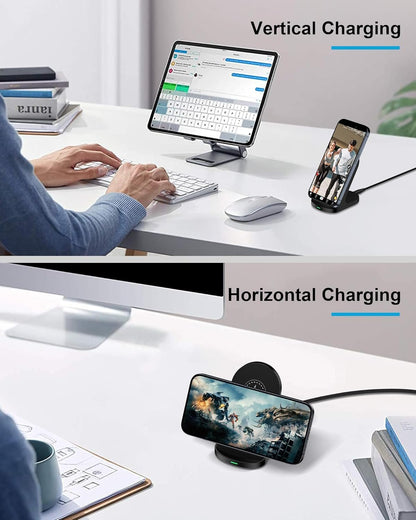 15W Fast Samsung Wireless Charger Stand, Qi Certified Wireless Charging Station for Samsung Galaxy S25 S24 S23 Ultra, Z Fold6, Z Flip5, Android Phone Wireless Charging Stand for iPhone 16 15 Pro Max