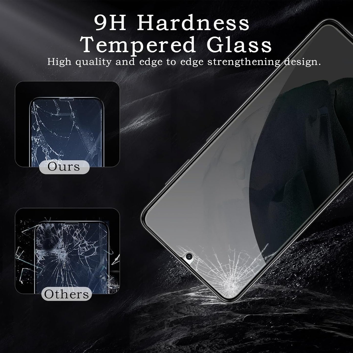 Privacy Screen Protector for Samsung Galaxy S21 5G, Shatterproof Tempered Glass Accessories, Anti Spy Tempered Glass Film, Case Friendly Ultra Resistant 9H Hardness Anti-Glare HD Black -2 Pack
