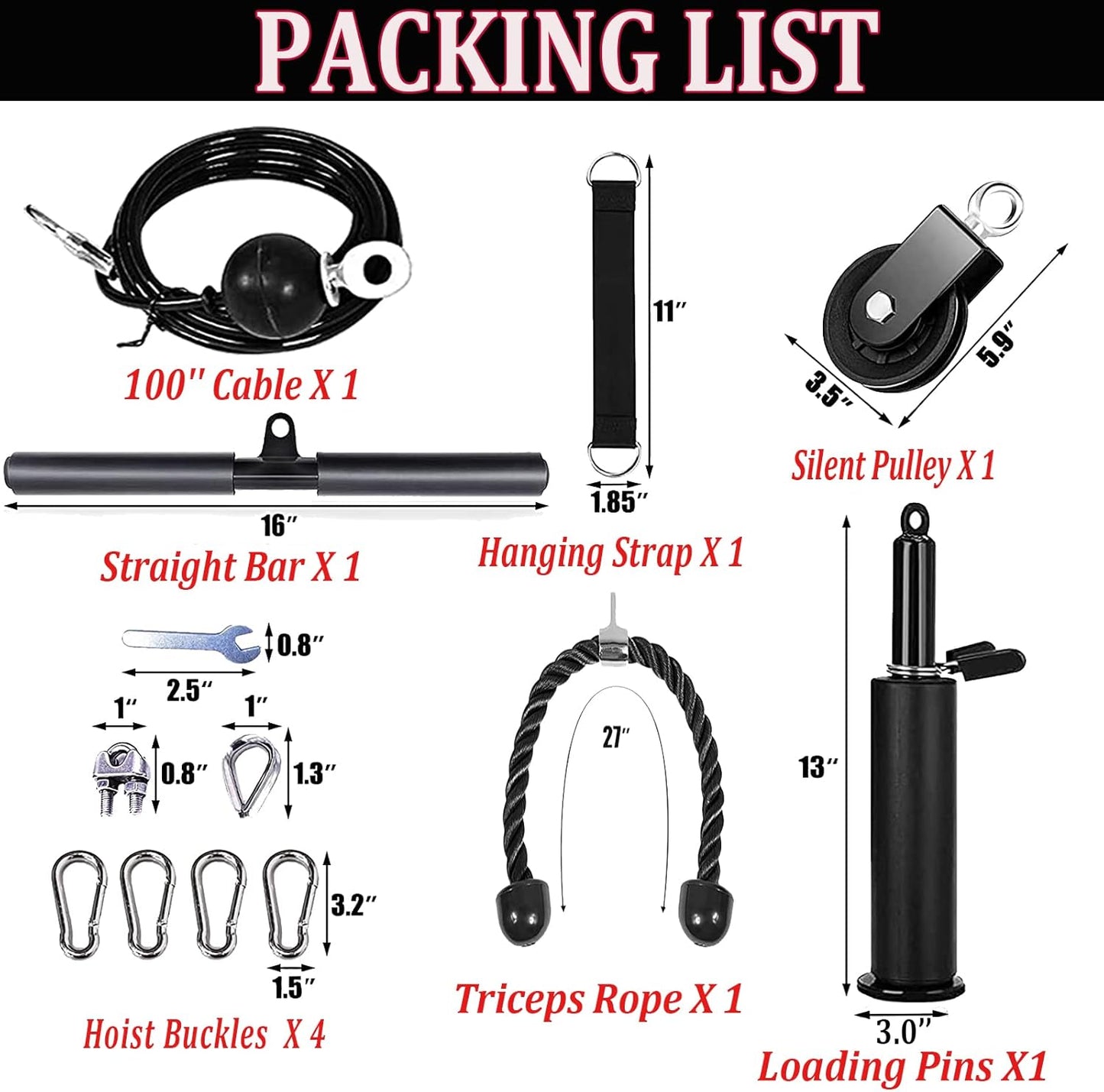 Forearm Wrist Trainer Rope Cable Accessories LAT Pulley System Arm Strength Training for LAT Pulldowns