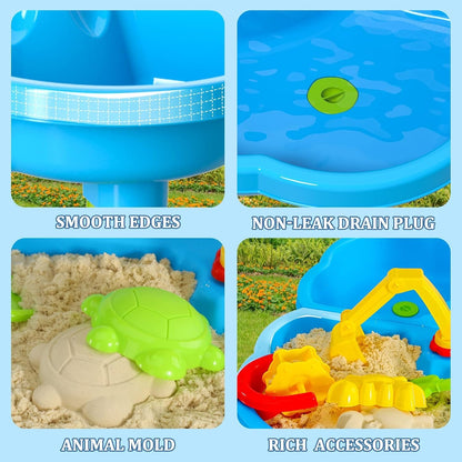 Lucky Doug Kids Sand and Water Table, 4 in 1 Beach Toys for Toddlers Kids Boys Girls, Outdoor Activity Summer Play Toys for Toddlers Age 3-5