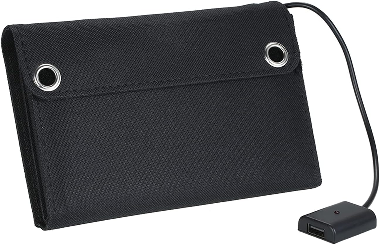 Solar Panel, 20W Solar Charger Foldable Solar Panel with USB Ports Waterproof Camping Travel Black