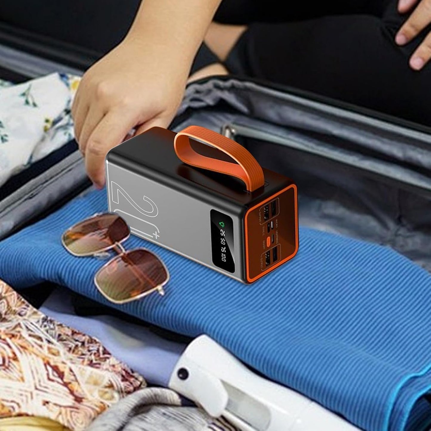 Solar Power Bank, Portable Cell Phone Charger, Long-Lasting External Battery Pack, 5.83x2.8x1.89 Inches, Compact Idealfor Charging Devices During Outdoor Camping and Hiking