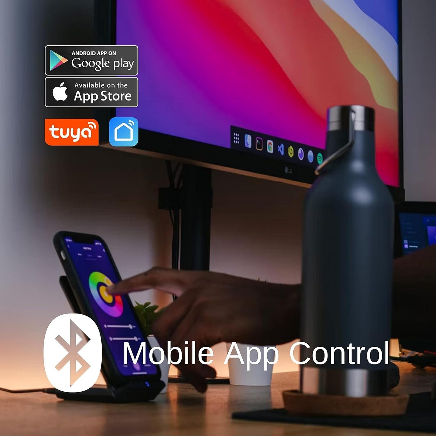 RS RGB Smart Light Bar, Bluetooth App Control Gaming Ambient Lights with 19 Scene Modes, 16 Million Colors, USB Powered LED Play Light Bar for PC, TV, Entertainment, Party