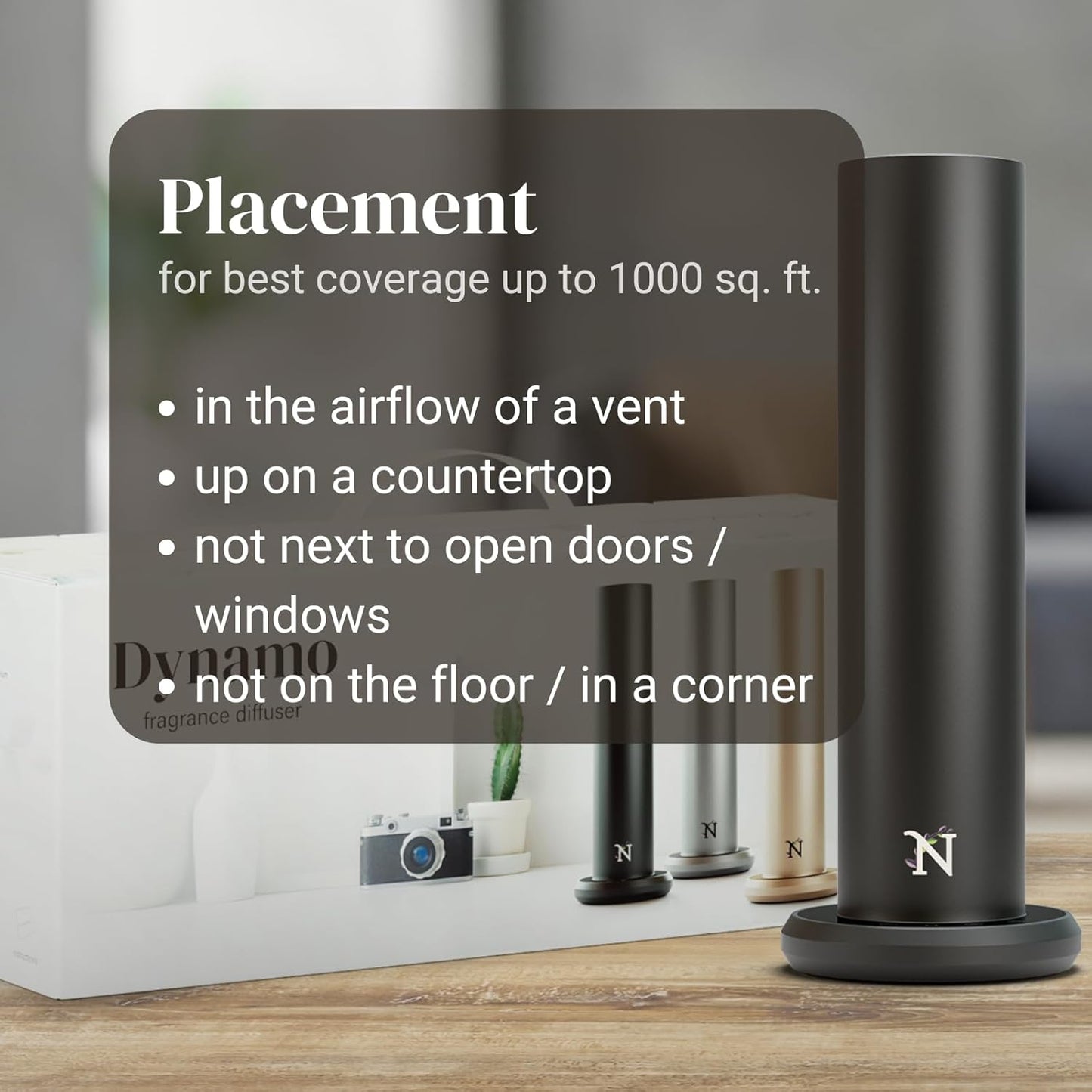 Dynamo Essential Oil Diffuser for Home with Fragrance Sample, App & Manual Control, Cold-Air Scent Diffusers for Home, Large Room, Hotel Scent Diffuser up to 1000sq.ft Black Aroma Diffusers
