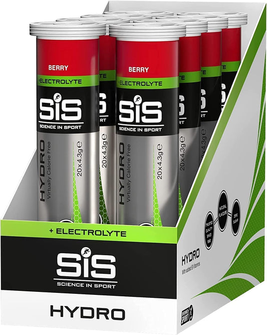 Science In Sport Hydro Electrolyte Tablets - Sugar Free Hydration Tablets, Essential Electrolytes to Reduce Fatigue & Aid Rehydration, Gluten Free, Berry Flavour, 160 Servings, 8 Pack