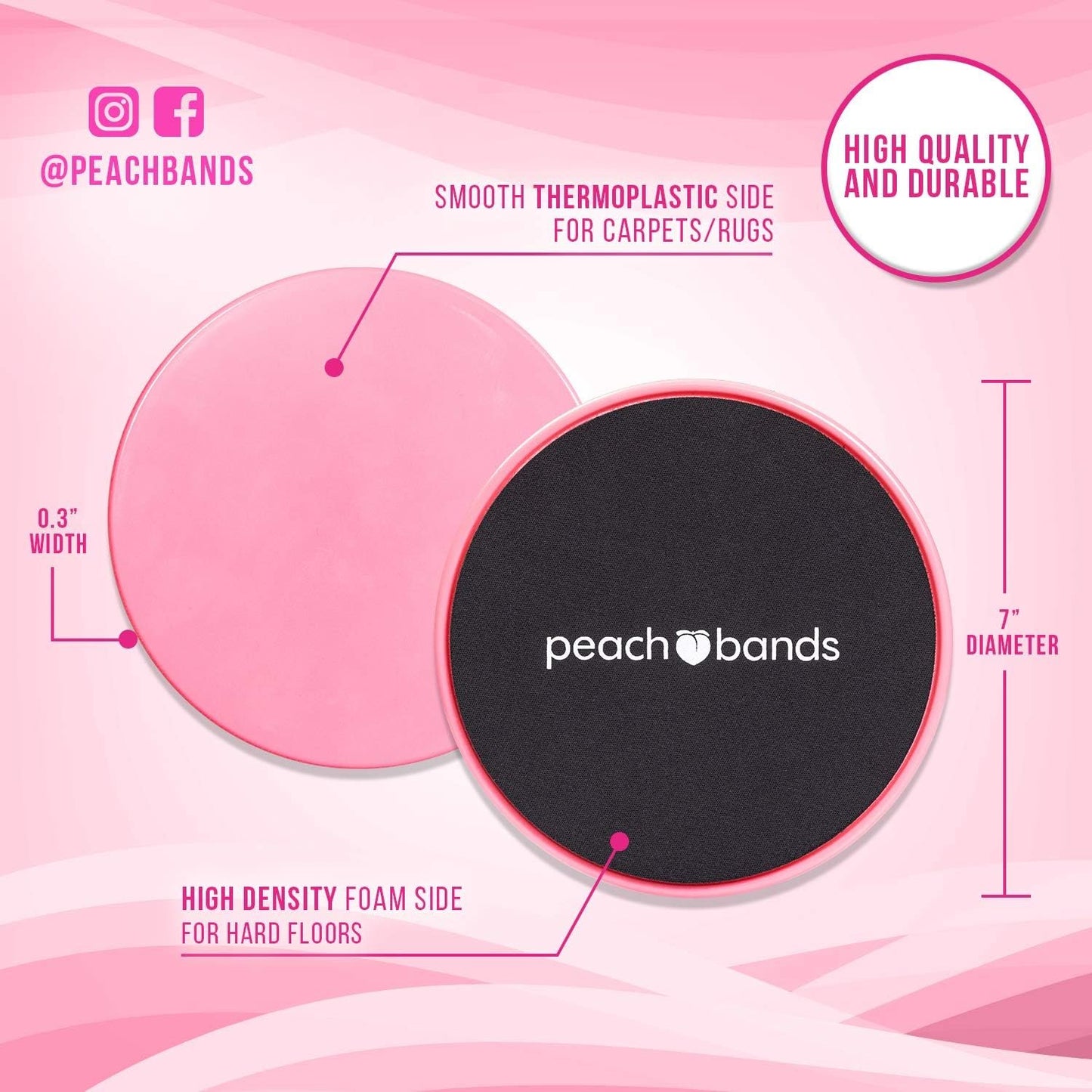 Peach Bands Core Sliders - Dual Sided Exercise Discs for Abs and Core