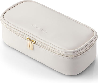 Vlando Travel Makeup Bag,Small Makeup Pouch Cosmetic Bag for Women Makeup Organizer Bag Gifts for Women Girlfriend Teacher Mom Brithday Gifts-White