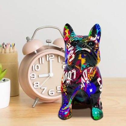 Tyinerc Figura da scrivania con bulldog francese, in resina, decorazione da scrivania, decorazione da tavolo, per soggiorno, camera da letto, mobile TV e desktop