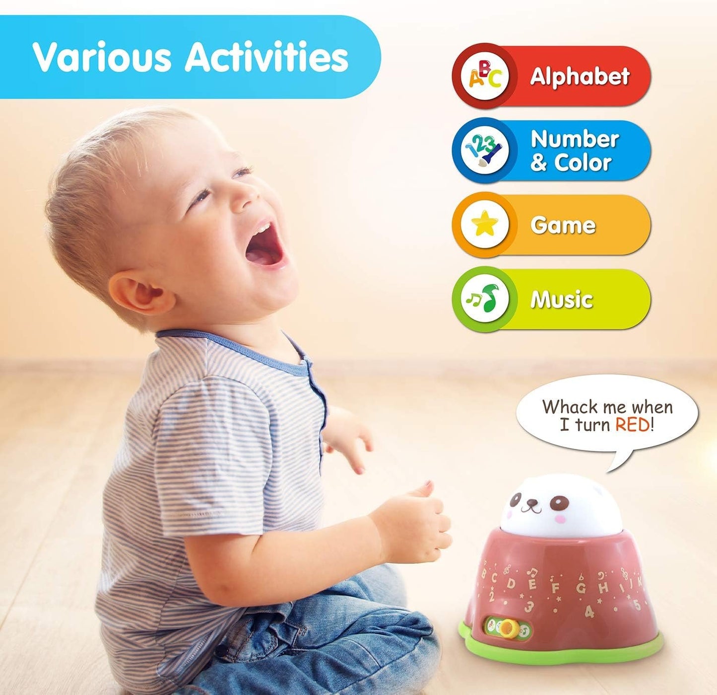 BEST LEARNING Whack and Learn Mole - Educational Interactive Light-Up Toy for Infants Babies Toddlers for 6 Months and up - Ideal Baby Toy Birthday Gift