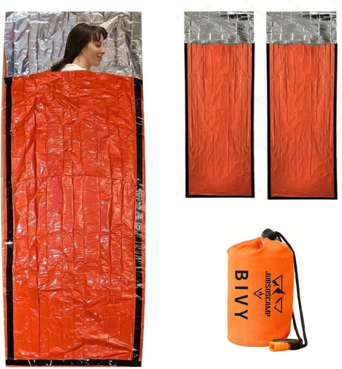2pcs Emergency Sleeping Bag,Portable Emergency Blanket Survival Equipment,Warm Camping Bag Blanket,Suitable for Camping,Hiking,Outdoor Exploration，with Whistle