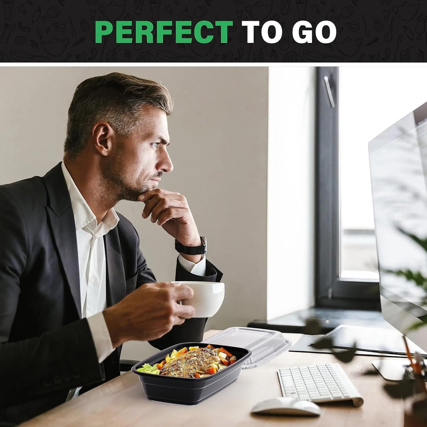 50 Pack 32 oz Meal Prep Container, Food Storage Containers with Lids, Bento Box Reusable Plastic Lunch Box Kitchen Food Take-Out Box Microwave Dishwasher Freezer Safe