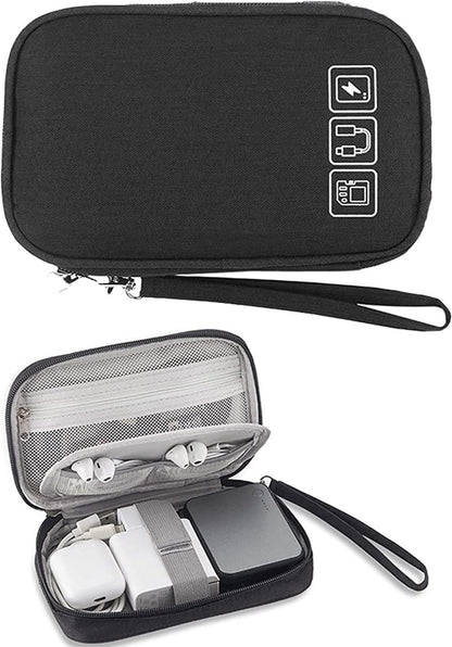 Electronic Accessories Bag, Travel Accessories Gadget Storage Bag Universal Travel Bag for Small Electronics and Cables, Adapter, Battery and More,Power Bank, Mouse,iPad, Phone (Black)