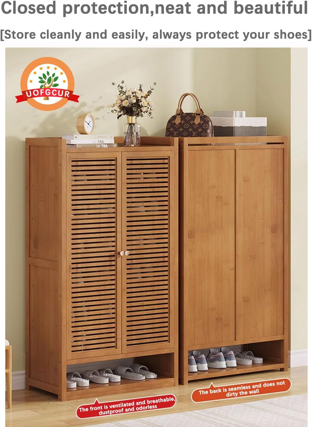 Generico Scarpiera Sottile in Rattan per l'ingresso | Organizzatore in Legno Nero con 3 Ante | Elegante Mobile per Camera da Letto | Design salvaspazio (88×32×95 cm)