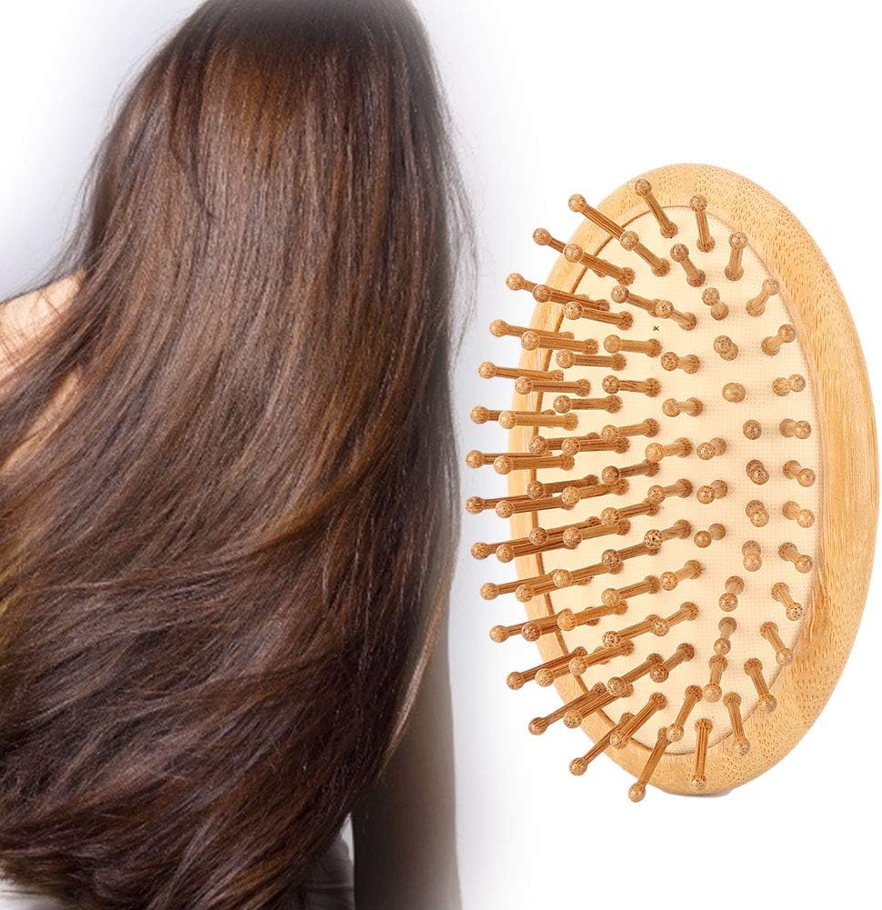 Burappoi Wooden Massage Comb, Mini Brush, Detangling Hairbrush Massage Hair Brush No Handle Scalp Care Styling Comb Paddle Hair Brush Hairdressing Comb for Straight Curl Hair(#1)