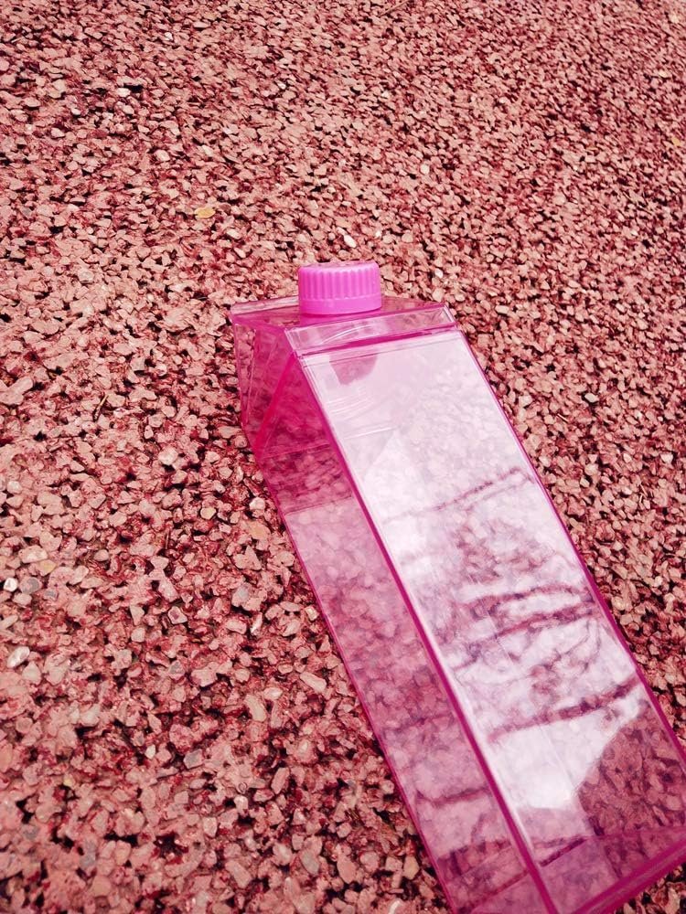 1000ml/34oz Cute Leakproof Clear Milk Carton Water Bottle Portable Drinkware for Outdoor Climbing Tour or Camping
