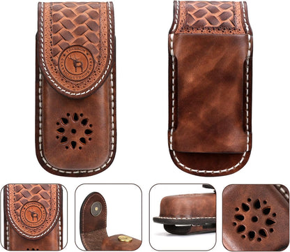 Tourbon Multitool Sheath with Belt Loop One-Piece Molded Leather Knife Pouch Holster EDC Belts Organizer Magnetic Closure