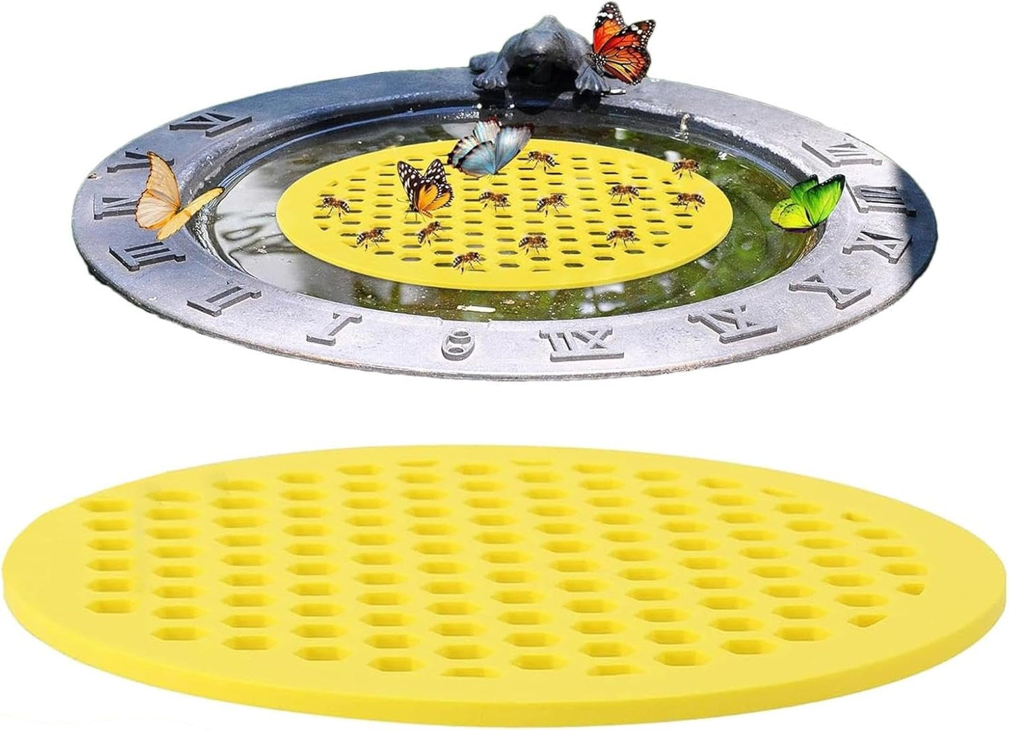 2 Pieces Bee Watering Station, 7.87 Inches Floating Bee Island, Round Floating Butterfly Water Container Feeding Tool for Outdoor B-ee Bath, Thirsty Pollinators