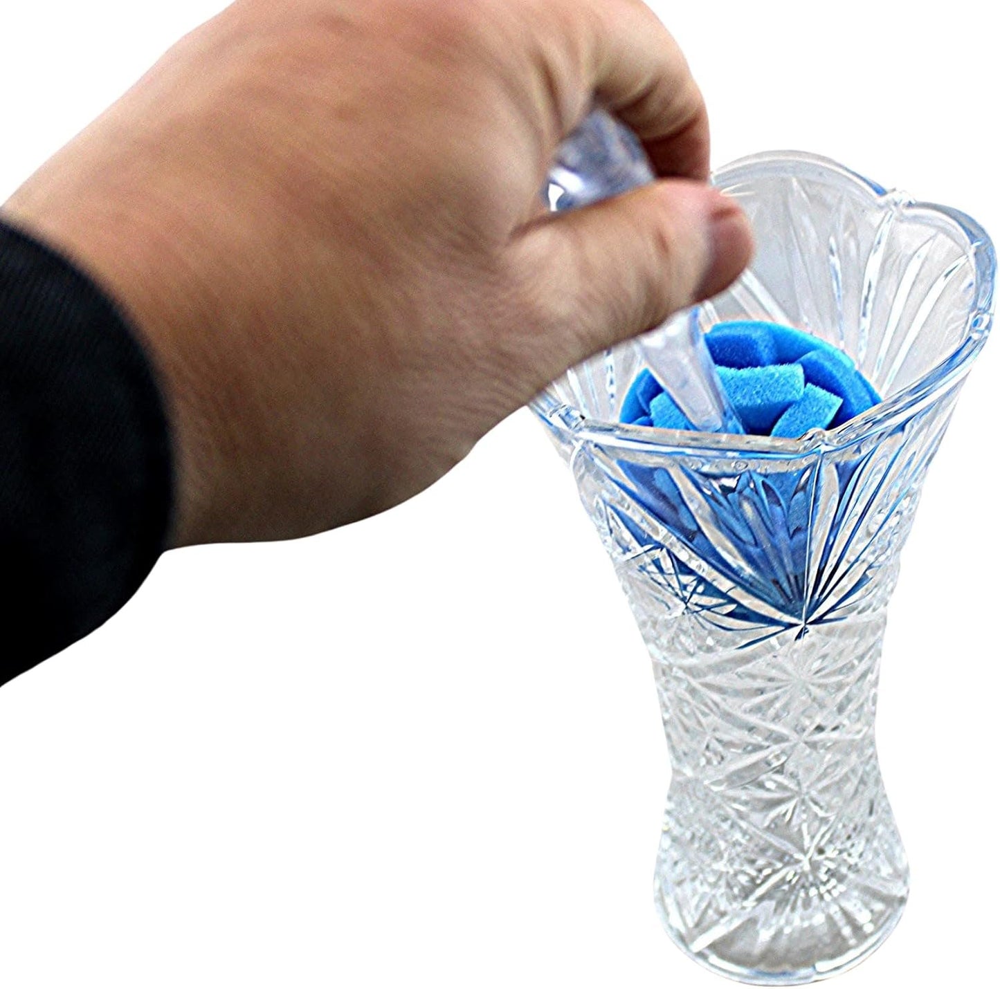 Soft Touch Kitchen Glassware Multi-Purpose Sponge Puff Dish Brush 11.5" with Clear and Comfortable Ergonomic Handle (1)