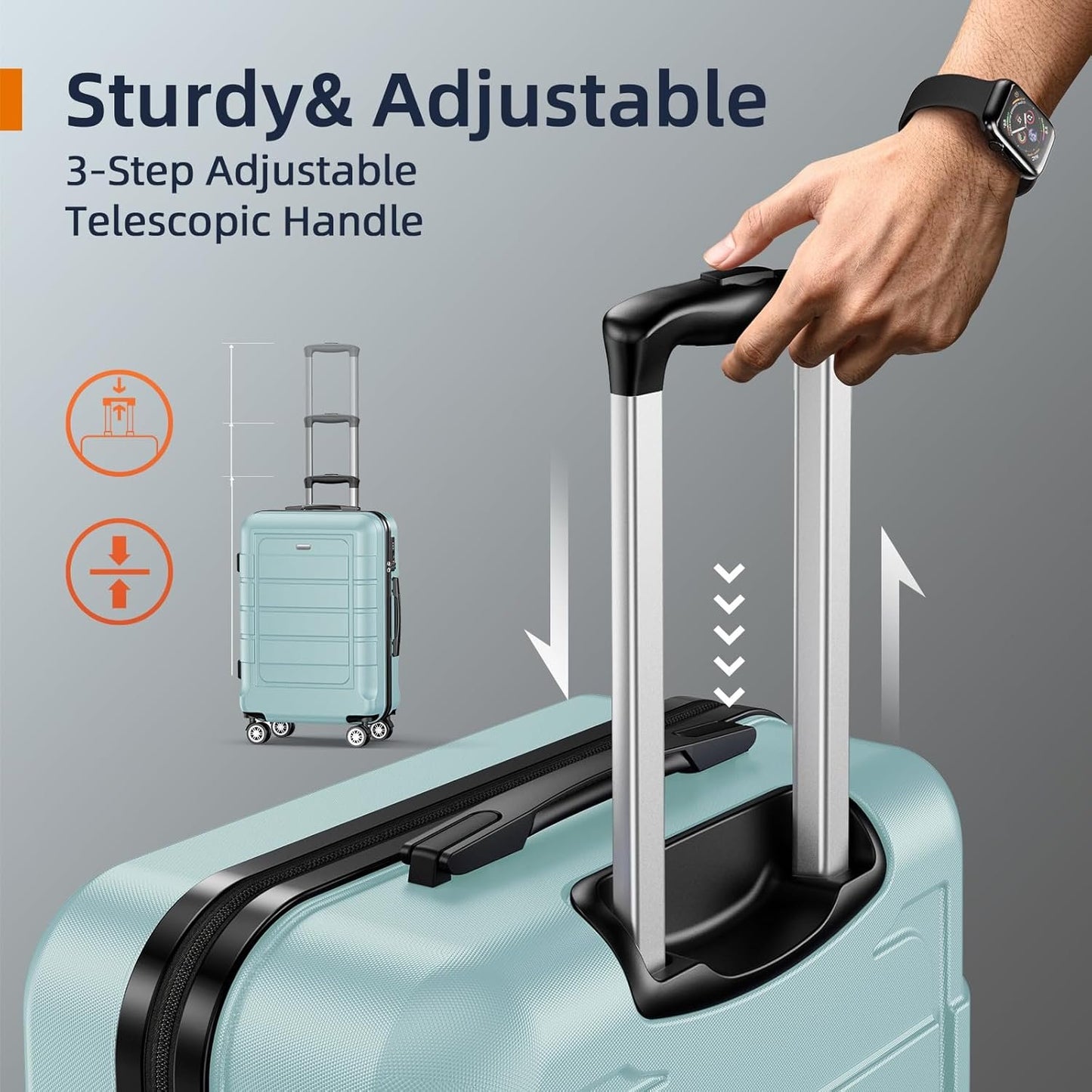 SHOWKOO Luggage Sets Expandable PC+ABS Durable Suitcase Double Wheels TSA Approved Lock Mint Green