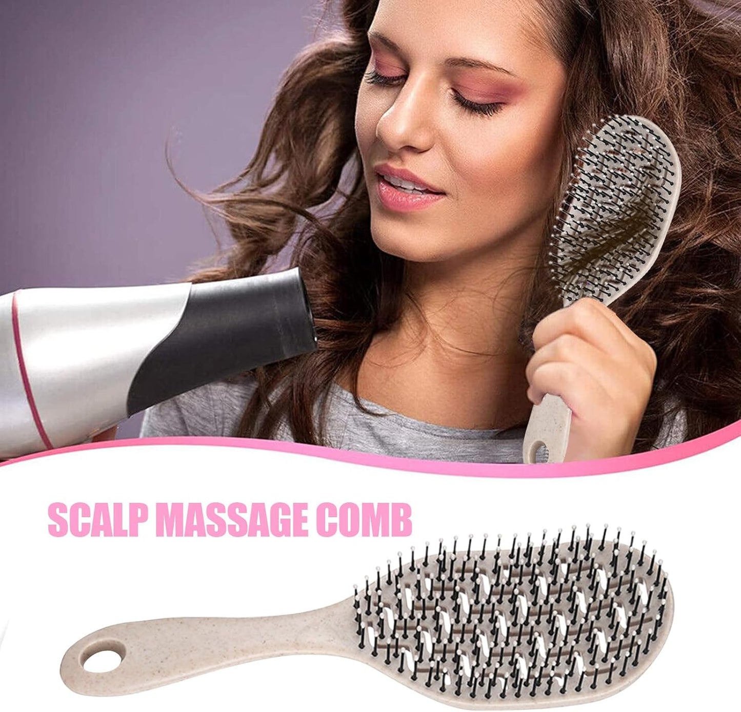 Men Hair Brush, Paddle Bristle Scalp Massage Tooth, 9.4x2.8x1.2 Inch Easy to Clean & Maintain, Cleaning Comb for Scalps Styling, Daily Use, College Dorm, Hotel, Vacation and Travel