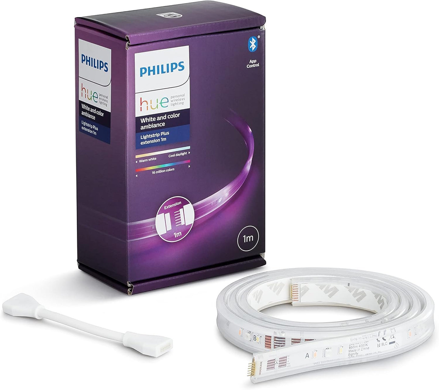 Philips Hue LightStrip Plus Dimmable LED Smart Light - One Metre Extension/Add on (Compatible with Bluetooth