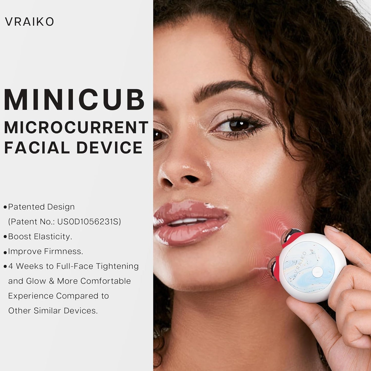 VRAIKO MiniCub Microcurrent Facial Device, Jawline Sculpting & Facial Toning Device for Face Lifting Contouring, Mini True Beauty Glow Home Skin Care Tool