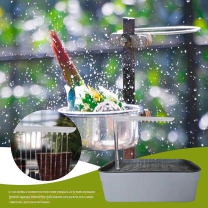 Parrot Bathtub, Automatic Bird Shower Station, Usb Powered Pet Bath Tub with Fountain Spray, Interactive Cage Bathing Toy for Small Medium Breeds, for Aviary, Garden, Outdoors