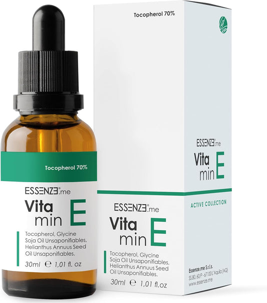 Tocopherol 70% Natural Vitamin E Oil Highly Concentrated to Dilute in Face Serum, Anti-Wrinkle Cream, Products for Hair, Nails and Cuticles. Antioxidant, Anti-Aging, Anti-Dirt, Soothing 30 ml