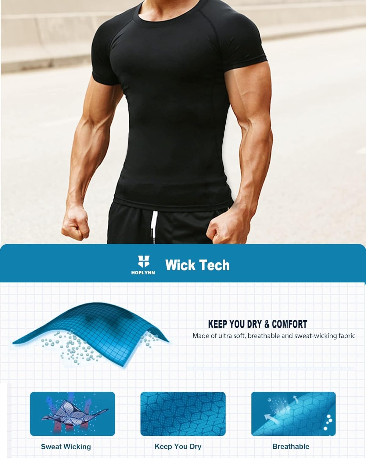 4/5 Pack Compression Shirts Men Long/Short Sleeve Athletic Cold Weather Baselayer Undershirt Gear Tshirt for Sports Workout, 2 Black 2 White, M