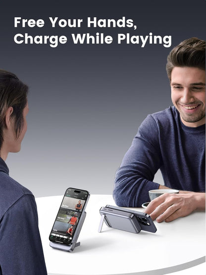 UGREEN Magsafe Power Bank Magnetic Battery Pack 10000mAh Powerbank with Foldable Kickstand, PD 20W, 15W Wireless, 3 Ports Portable Charger for iPhone 16 Pro Max/15 Plus/14/13/12 Series