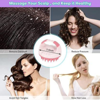 Scalp Massager Shampoo Brush for Dandruff Removal,Hair Brush Scrubber, Hair Washing Scalp Exfoliator Brush for Hair Growth，Ultra-long Silicone Bristles, Easily Reach the Root of Thick Curly Hair (Pink 2)